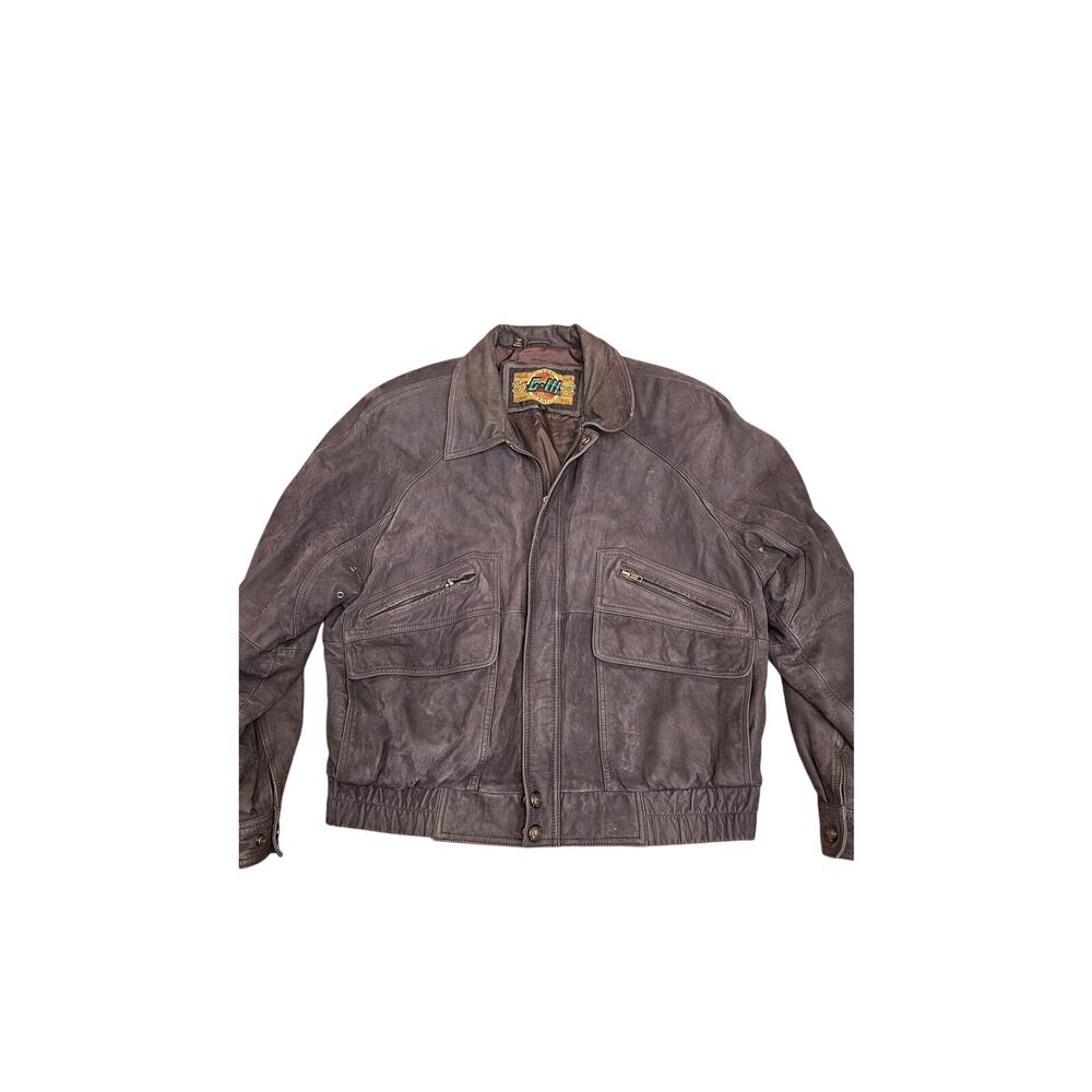 Vintage‎ Global Identity G-III Men's Size L Brown Leather Bomber Jacket